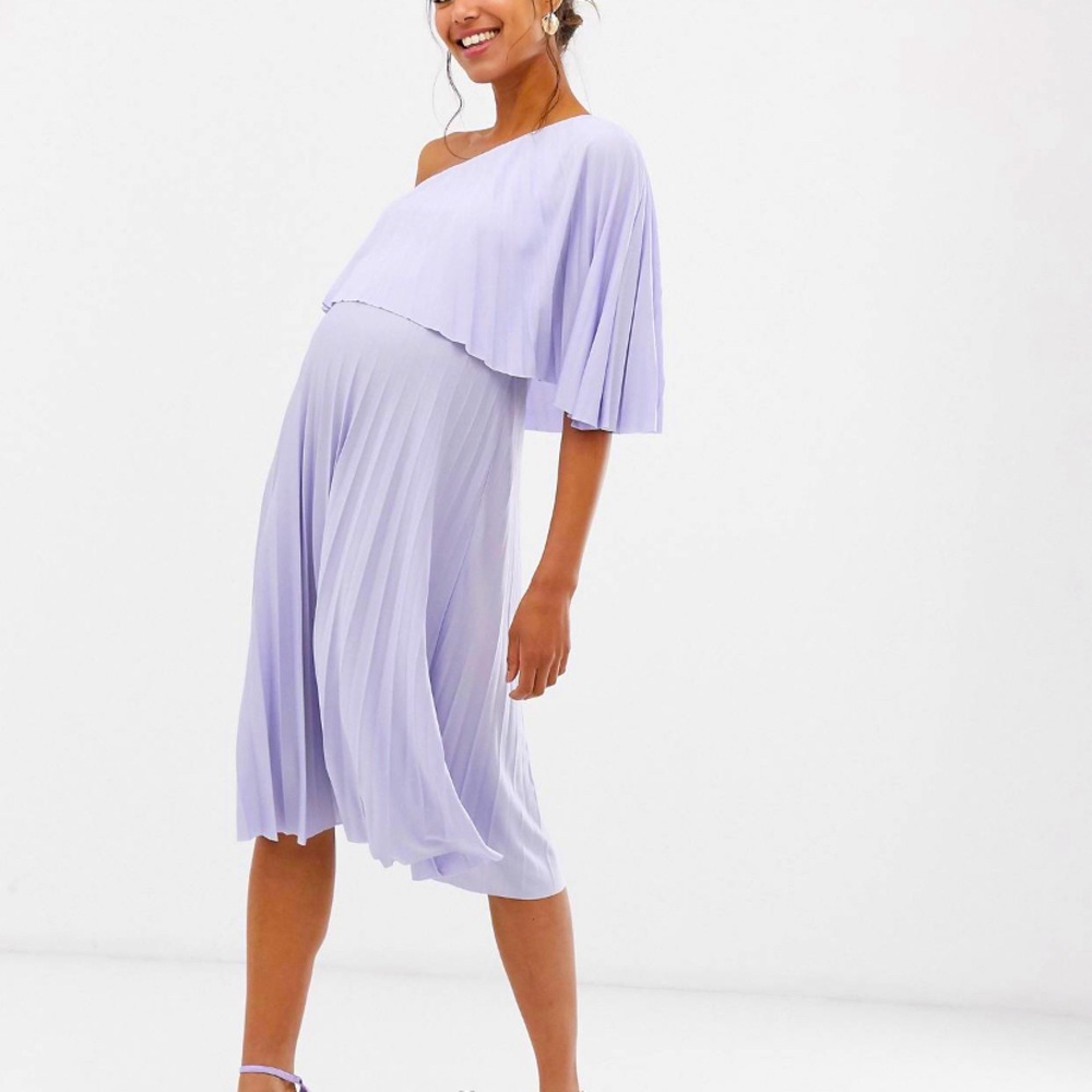ASOS one shoulder pleated maternity midi dress